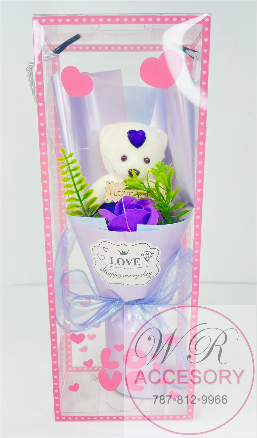 SLP-7560 1pcs Bear bouquet Light Purple