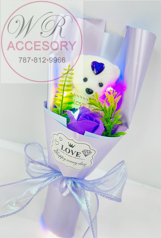 SLP-7560 1pcs Bear bouquet Light Purple