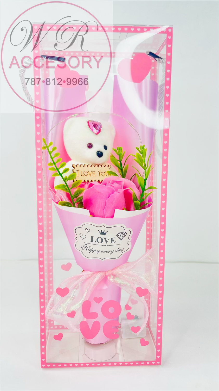 SLP-7560 1pcs Bear Bouquet Pink