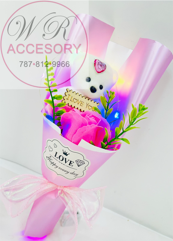 SLP-7560 1pcs Bear Bouquet Pink