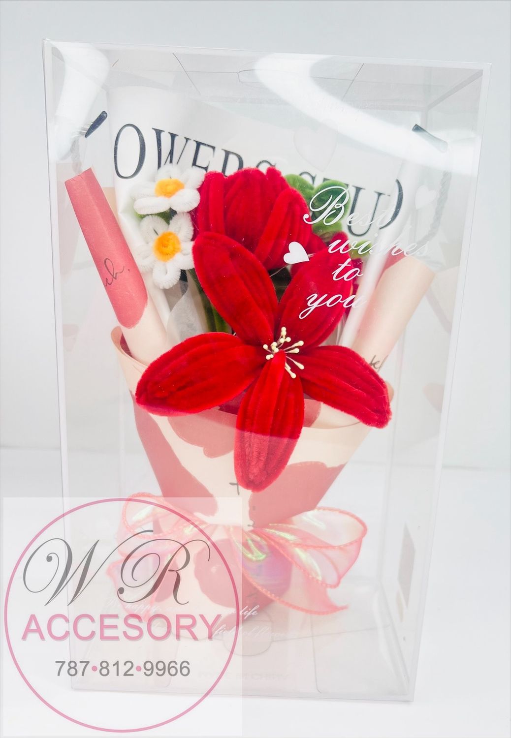 SLP-7581 1pcs Flower Bouquet Red