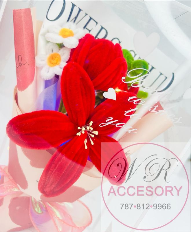 SLP-7581 1pcs Flower Bouquet Red