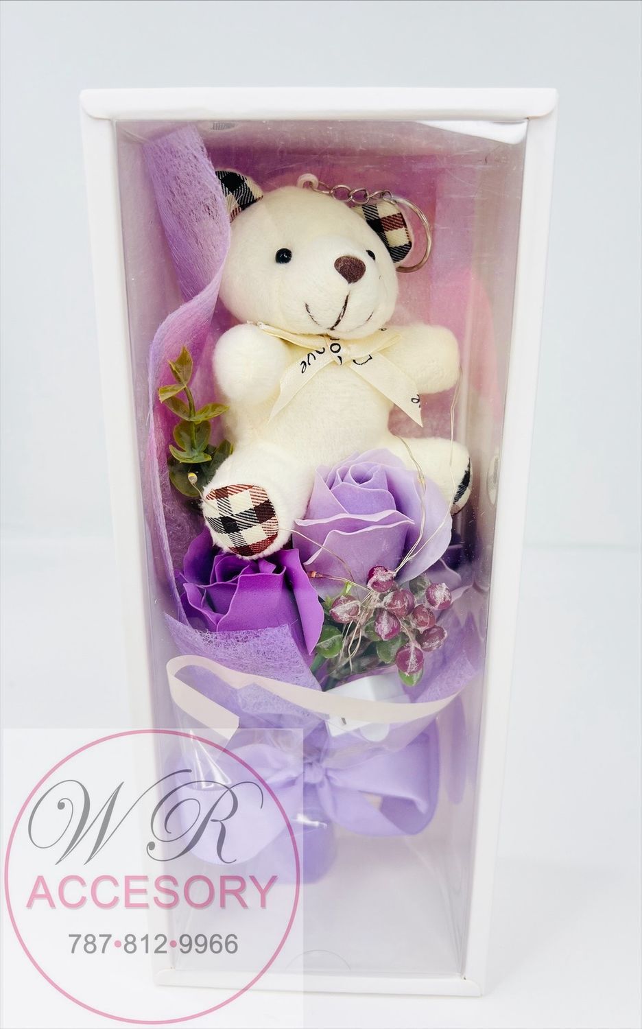 SLP-7386 1pcs Bear + Rose Violeta 