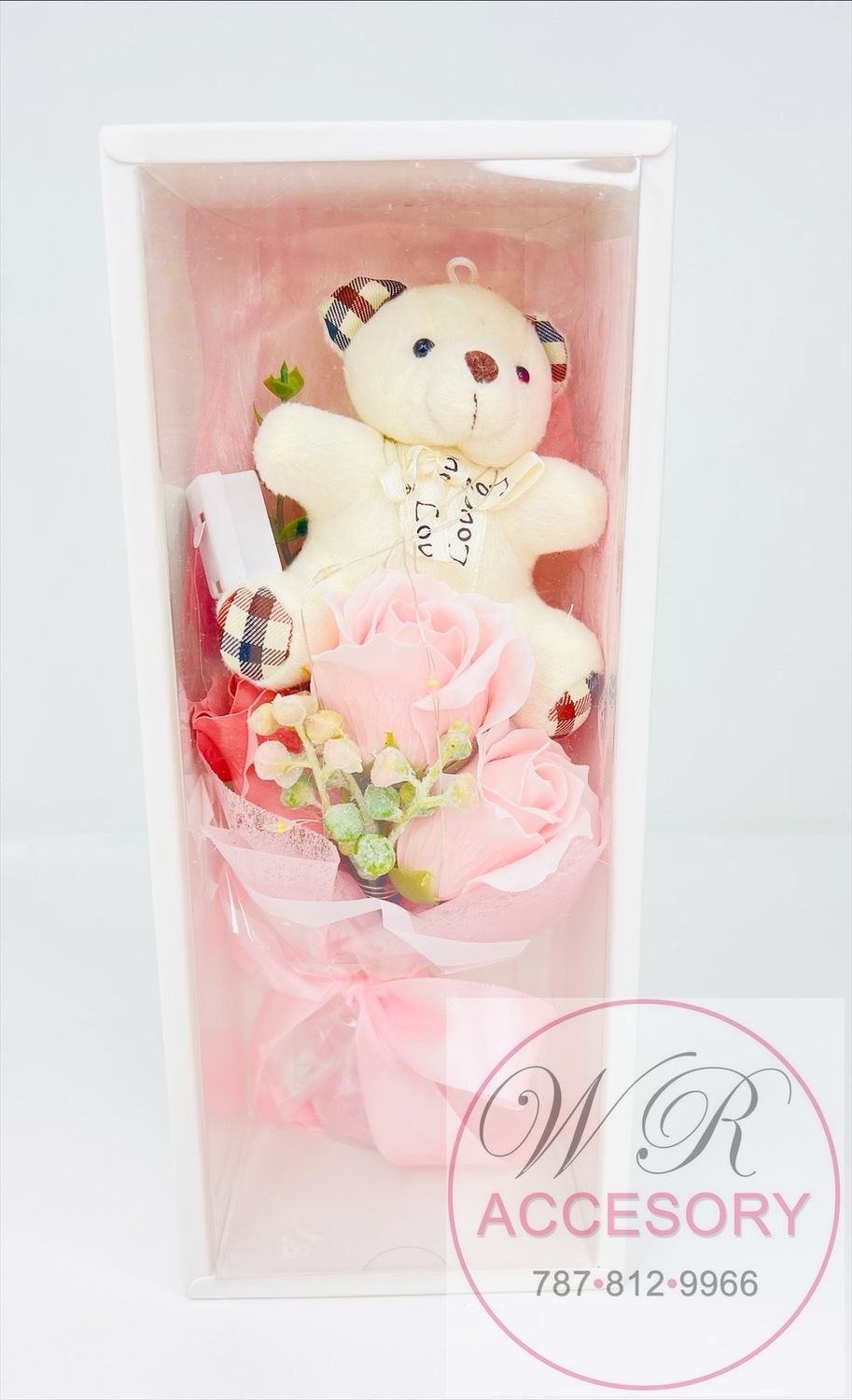 SLP-7386 1pcs Bear + Rose Rosa