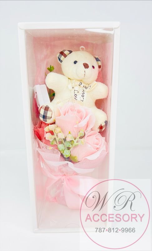 SLP-7386 1pcs Bear + Rose Rosa