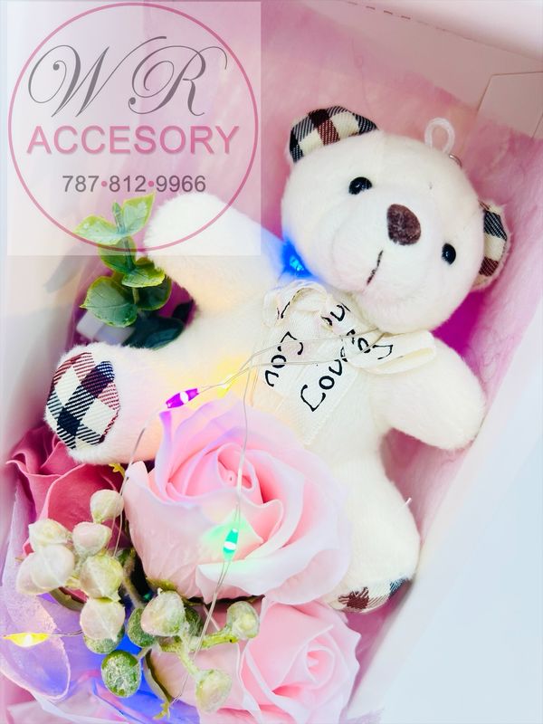 SLP-7386 1pcs Bear + Rose Rosa