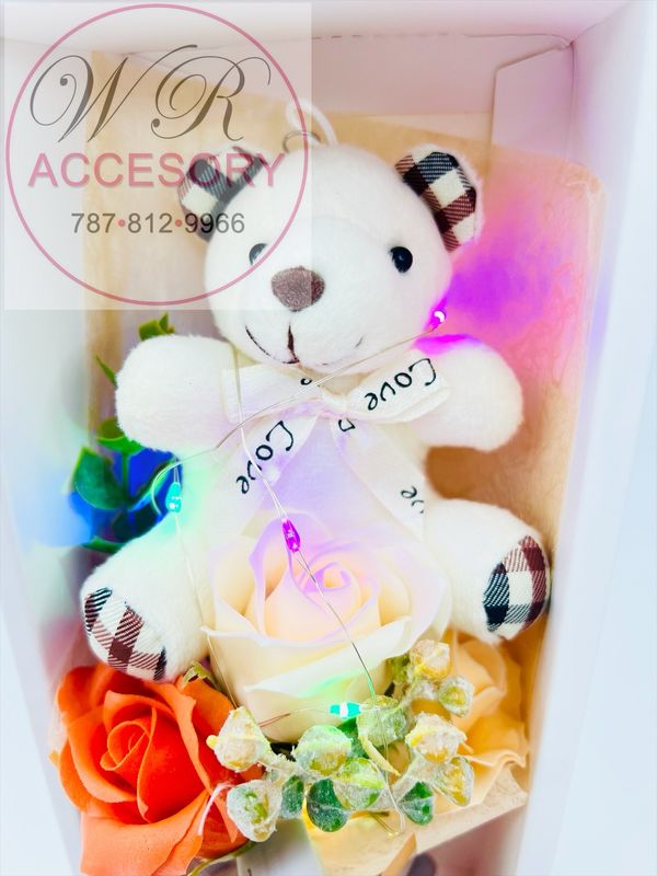 SLP-7386 1pcs Bear + Rose anaranjado 