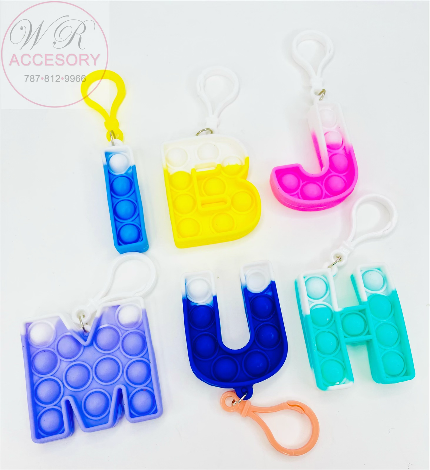 KNV-4352 llaveros letras pop-it 12Pcs 