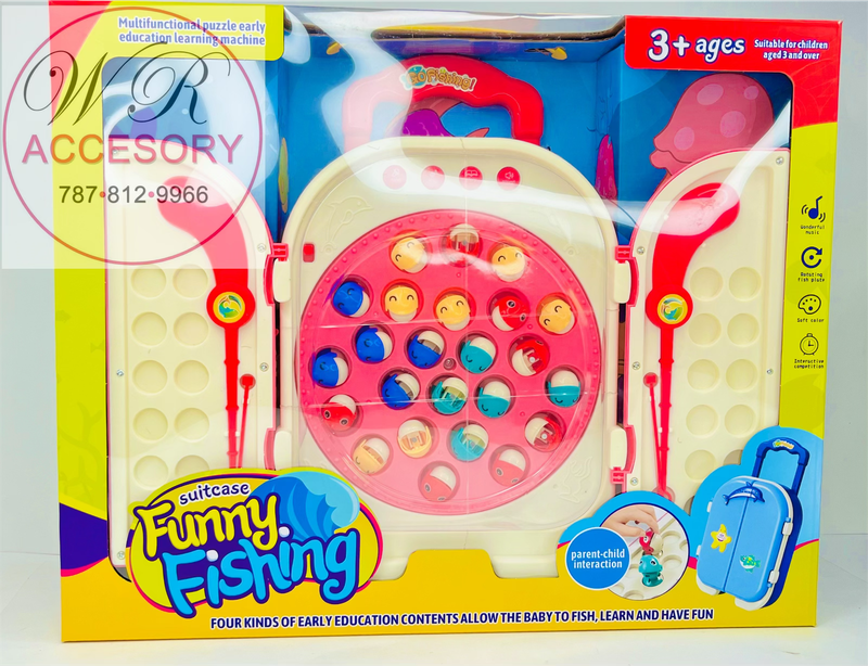 AS-10637 Suitcase Funny Fishing Pink1pcs 