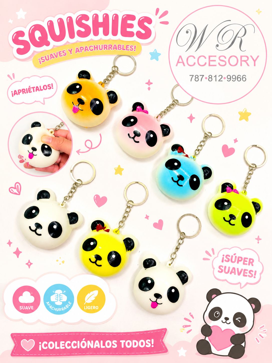 DKC-0176 Llavero Panda Squishy 12 pcs