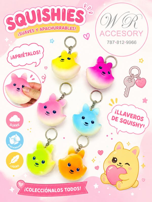 KNV-2128 Llavero Squishy Zorrito Kawaii 12 pcs