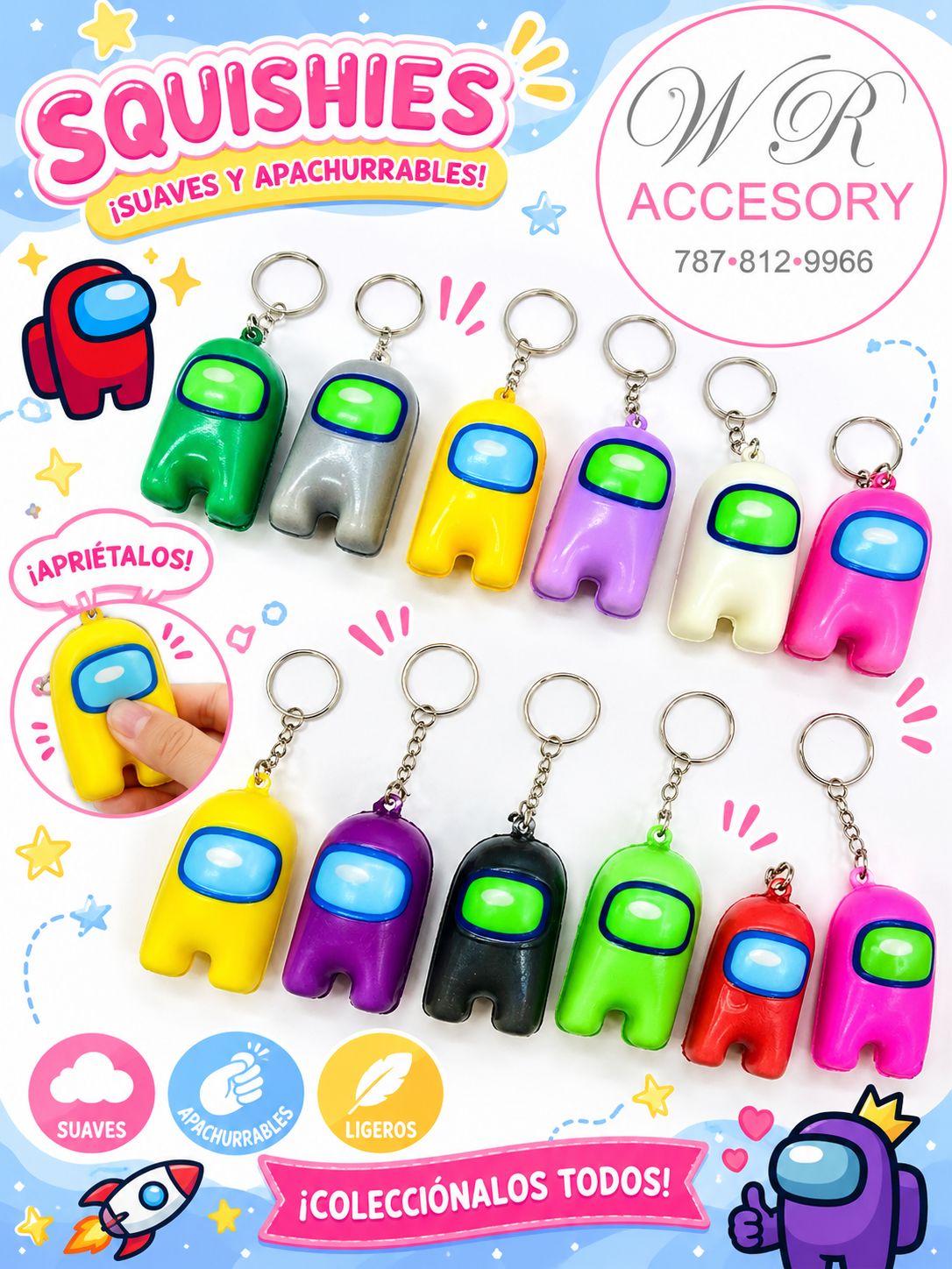 KNV-4453 Llaveros Squishy Among-us 12 pcs