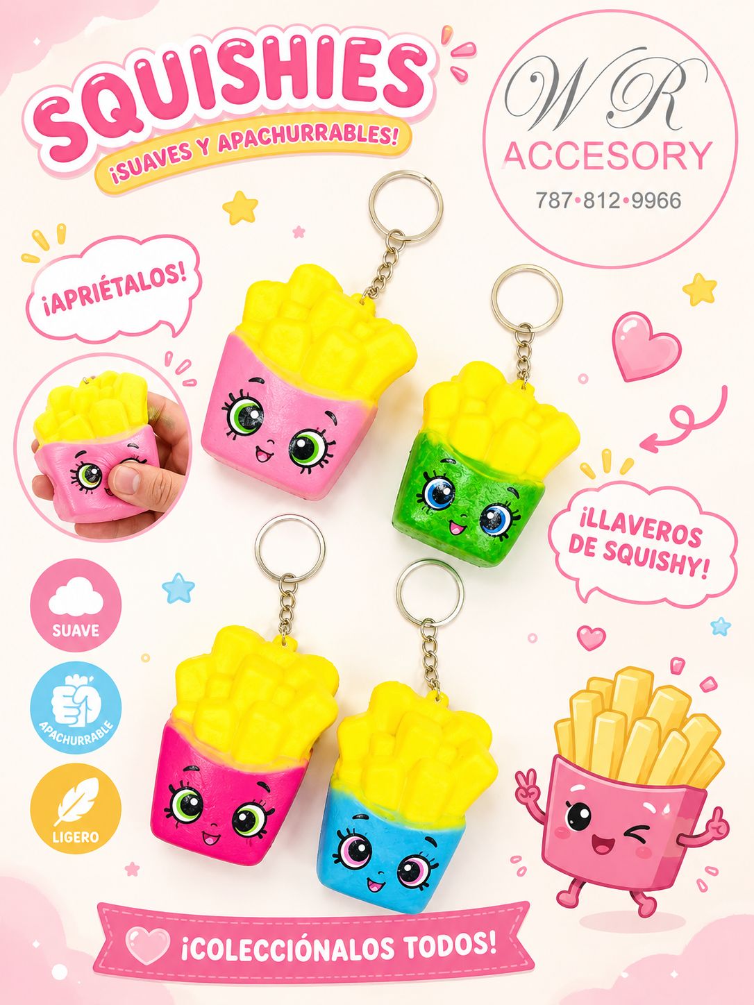 KNV-4456 Llaveros Papitas Squishy 12 pcs