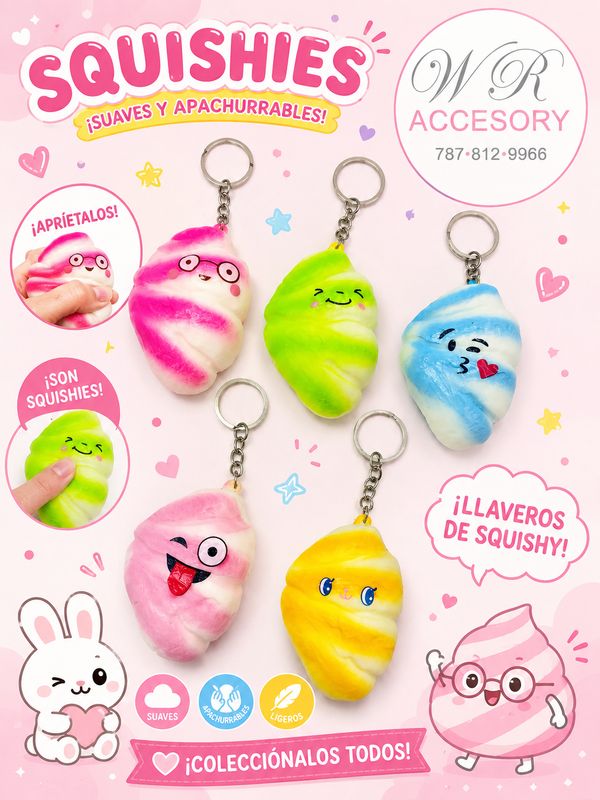 KNV-2124  Llaveros Squishy Merenguito kawaii 12 pcs 