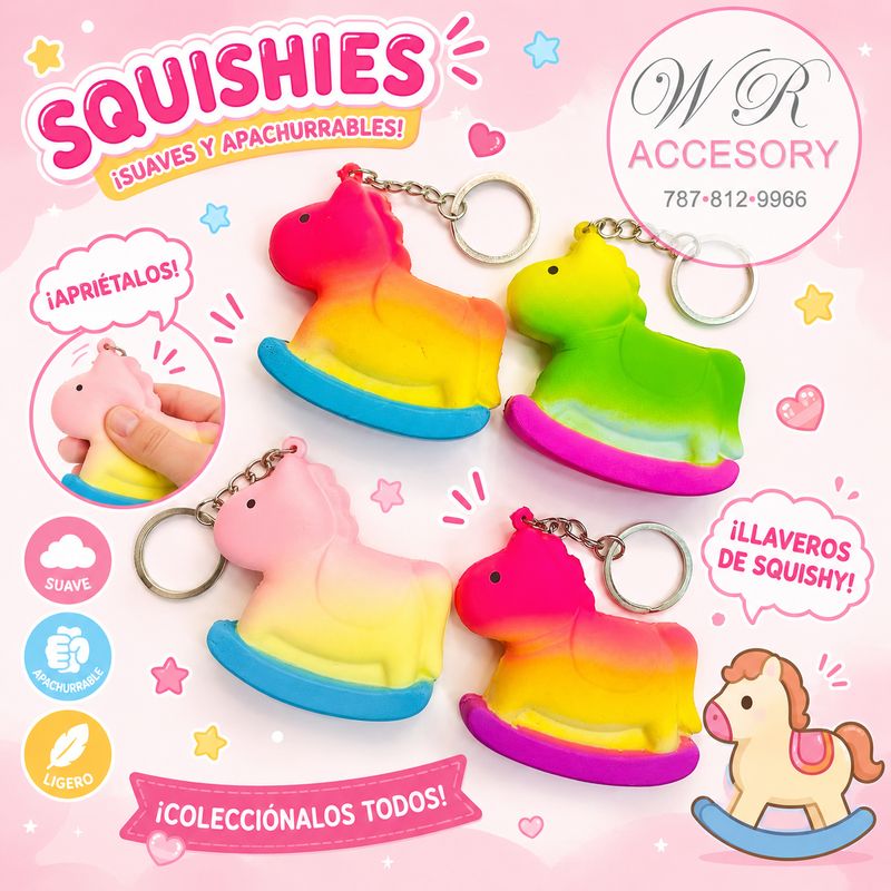KNV-2563 Llaveros Squishy Caballito Mecedor 12 pcs