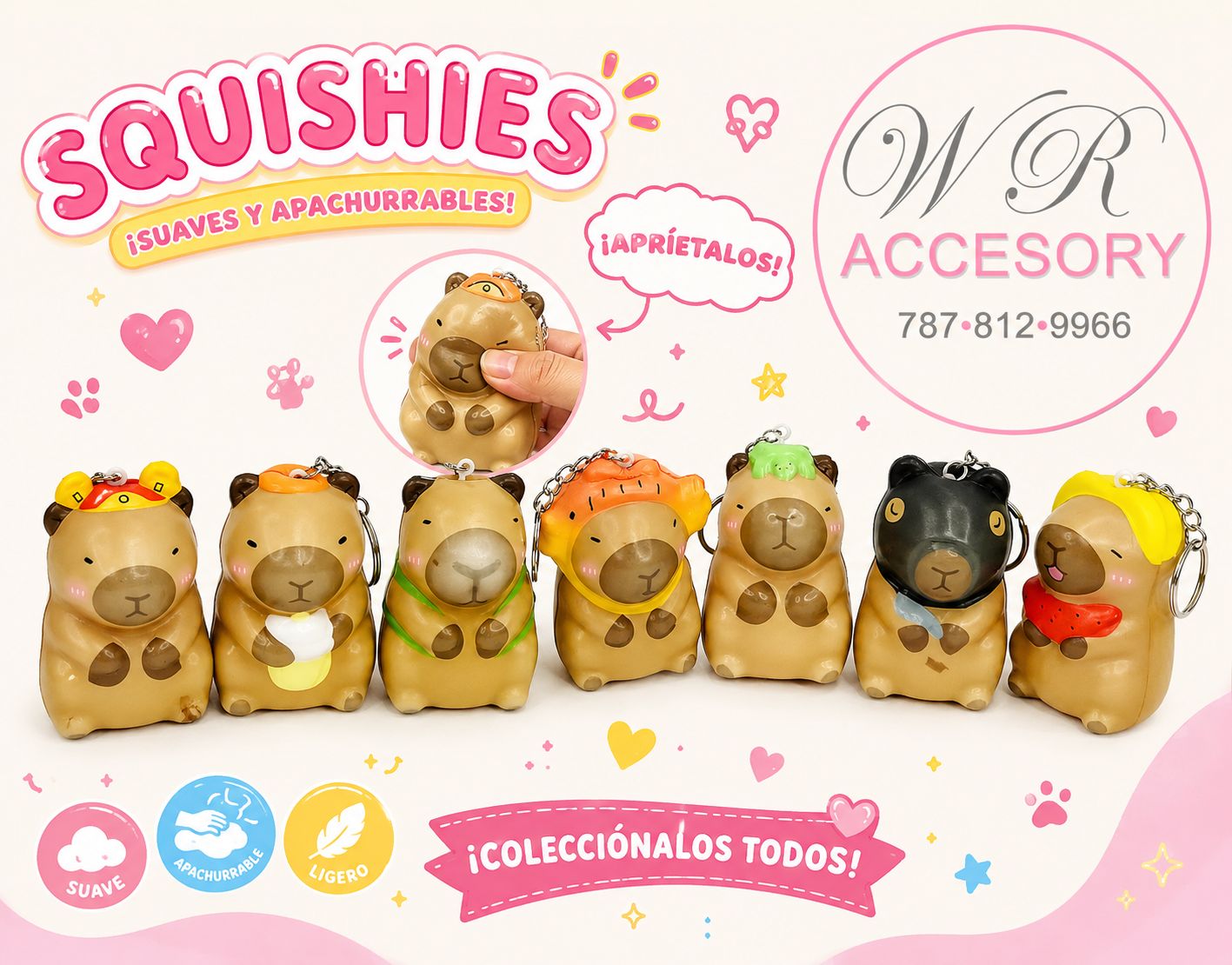 KNV-9324 Llaveros Squishy Capybara 12 pcs