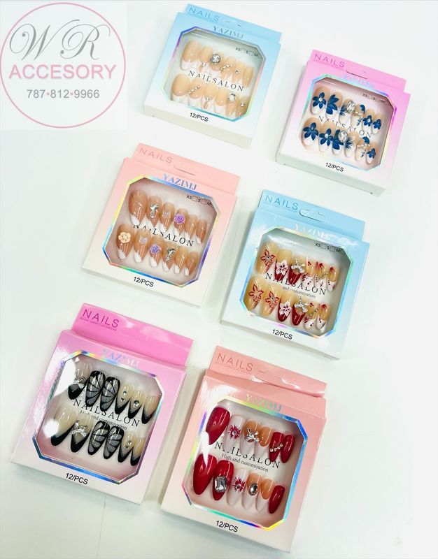 RAN-0305R Press on nails 12Pcs 