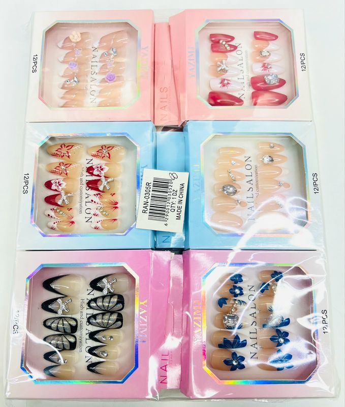 RAN-0305R Press on nails 12Pcs 