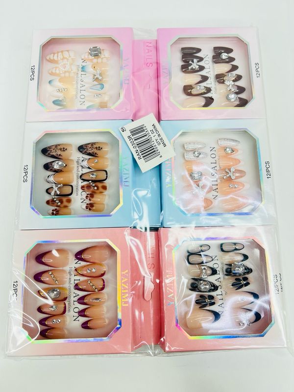 RAN-0303R press on nails 12Pcs 