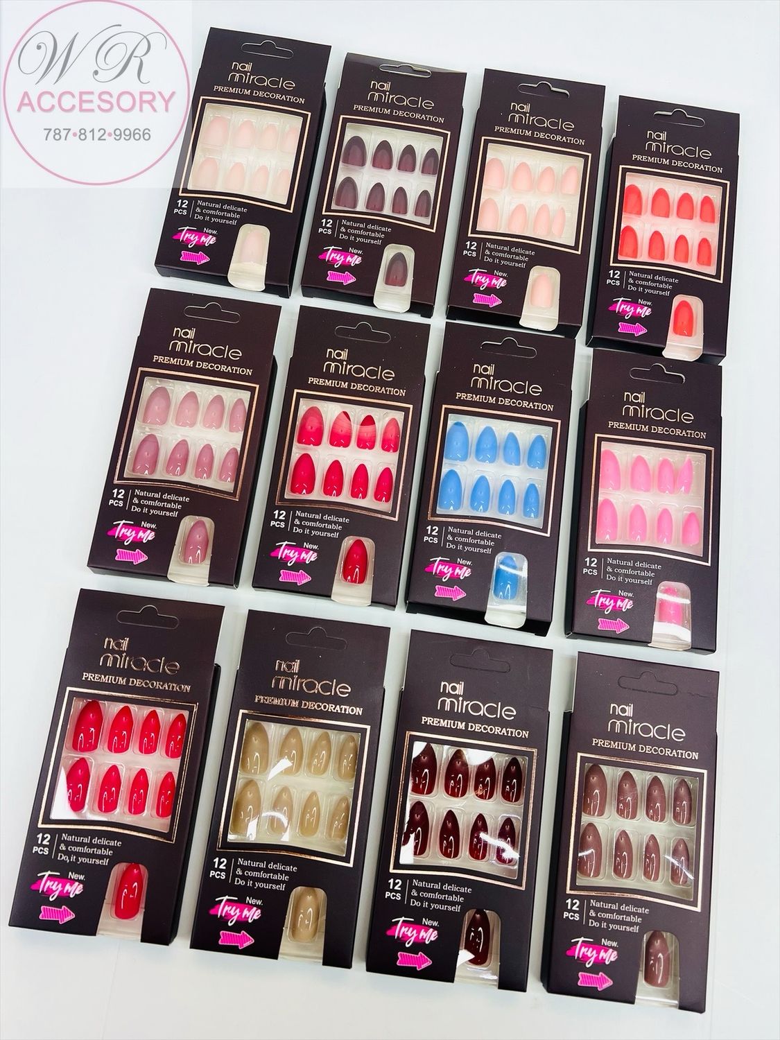 RAN-0191R Press on nails 12Pcs 