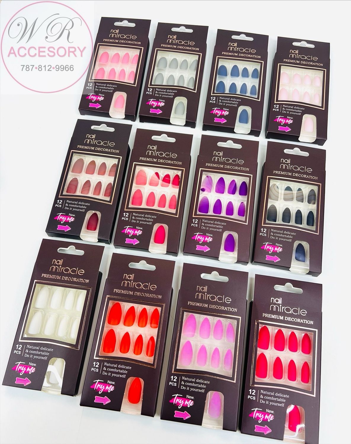 RAN-0175R Press on nails 12Pcs 