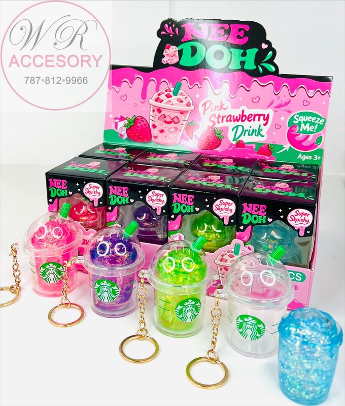 X1-44 Needoh Pink Strawberry squishy keychain 12Pcs