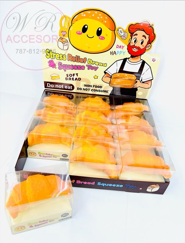 ETC-3349 Croissant Squeeze Toy 12 pcs