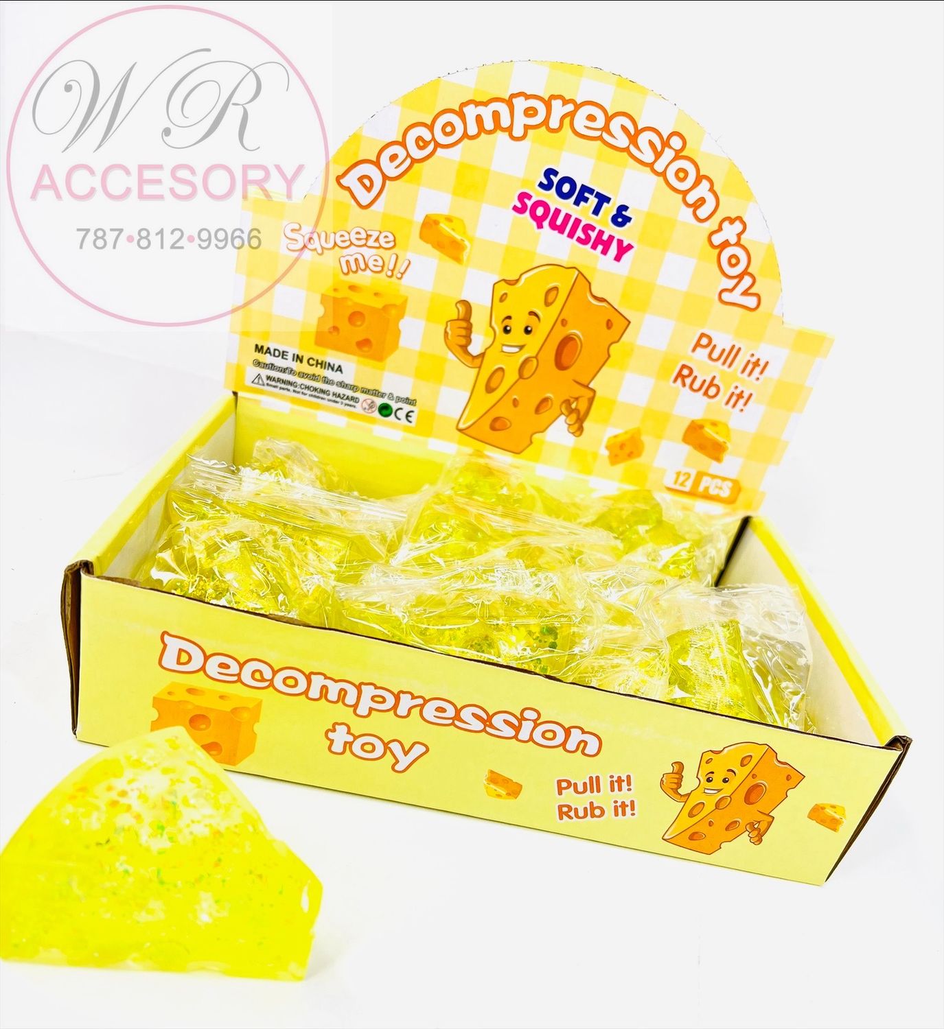 TY-0075 Glitter Cheese Squishy 12 pcs