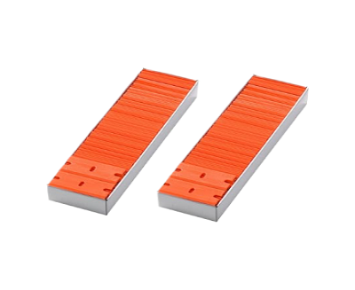LAMES PLASTIQUE DOUBLE FACE ORANGE 100/PK