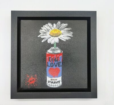 One Love Pop Art Can (Imgard - Blue/Purple) with Wild Daisy Canvas with Float Frame