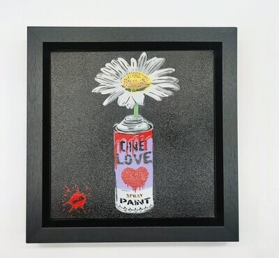 One Love Pop Art Can (Lavender Purple) with Wild Daisy Canvas with Float Frame