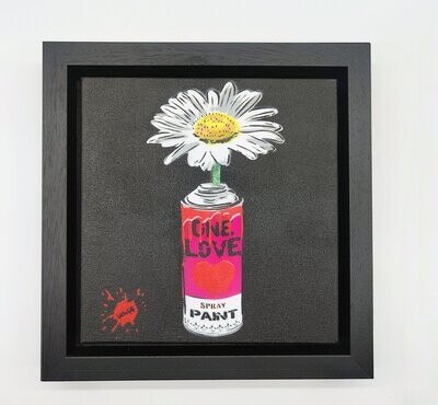 One Love Pop Art Can (Lollipop Pink) with Wild Daisy Canvas with Float Frame