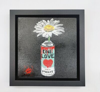 One Love Pop Art Can (Ice Blue) with Wild Daisy Canvas with Float Frame