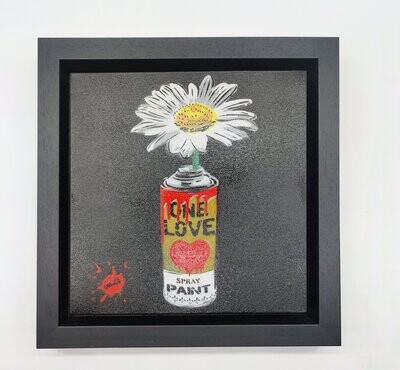 One Love Pop Art Can (Pistachio Green) with Wild Daisy Canvas with Float Frame