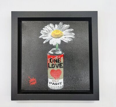 One Love Pop Art Can (Frisco Green) with Wild Daisy Canvas with Float Frame