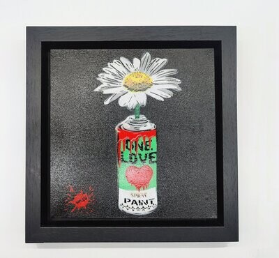 One Love Pop Art Can (Mystic Green) with Wild Daisy Canvas with Float Frame