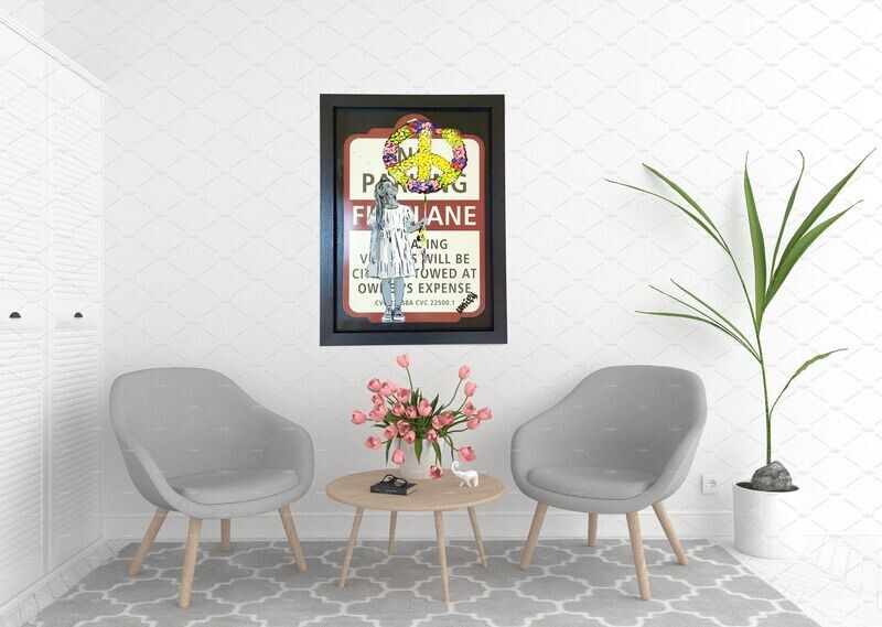 Peace Balloons Girl No Parking Sign Framed - Reloved Series