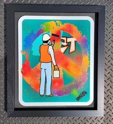 Love Peace Anti-Graffiti Sign Rainbow Colours Framed - Reloved Series