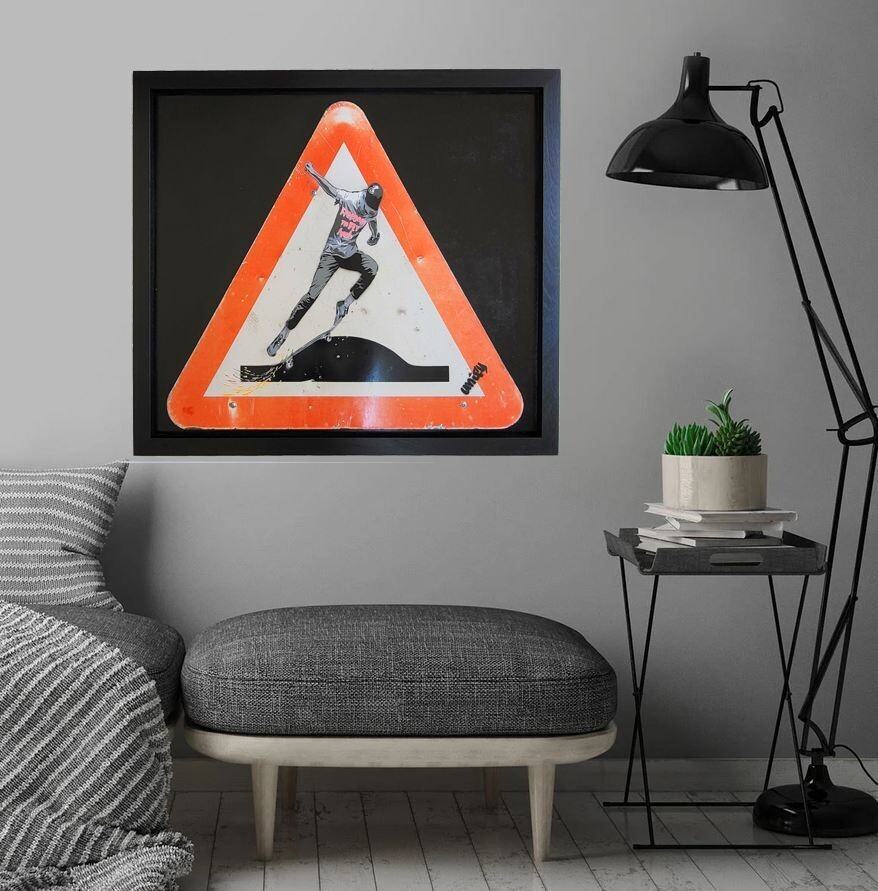 Freedom to Fly High Skater Bump in the Road Sign Framed - Reloved Series