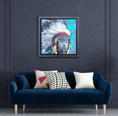 Cheyenne Native Indian Boy with Float Frame