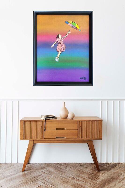 Windy Day Rainbow Peace Canvas Framed
