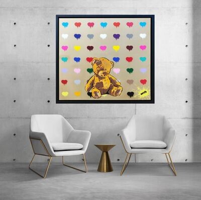 Hug a Bear with Dripping Hearts with Float Frame