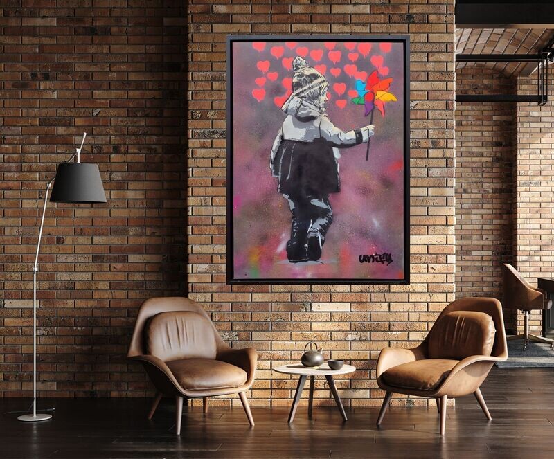 Windmill Dripping Hearts Girl with Float Frame 2