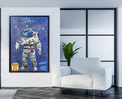 One Love Astronaut on Canvas with Float Frame