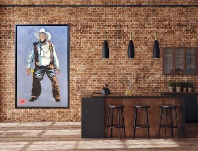 Graffiti Pop Art Cowboy on Canvas with Float Frame