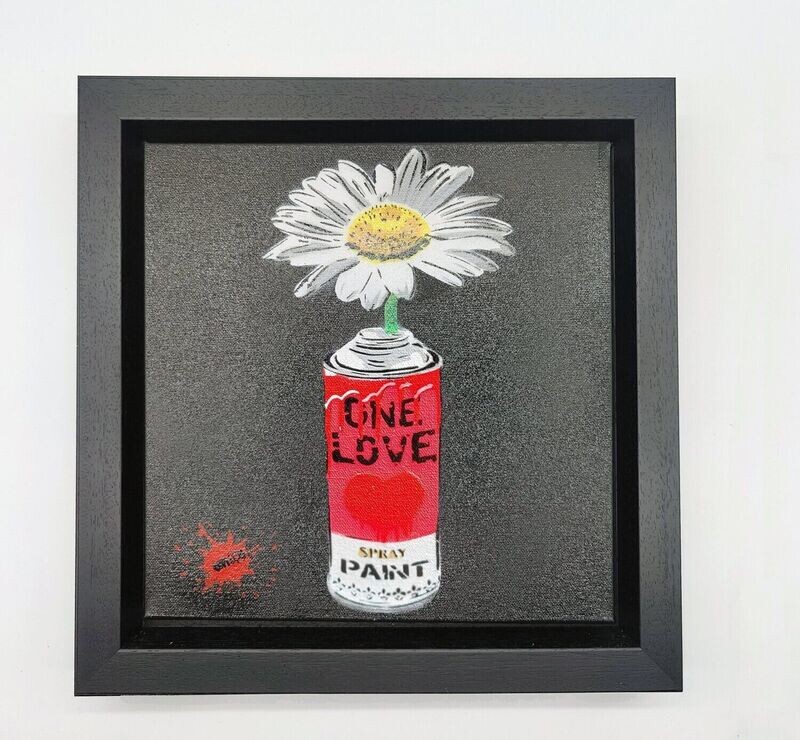 One Love Pop Art Can (Strawberry Pink) with Wild Daisy Canvas with Float Frame