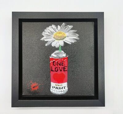 One Love Pop Art Can (Strawberry Pink) with Wild Daisy Canvas with Float Frame