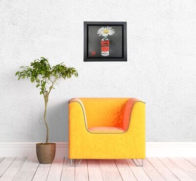 One Love Pop Art Can (Lava Orange) with Wild Daisy Canvas with Float Frame