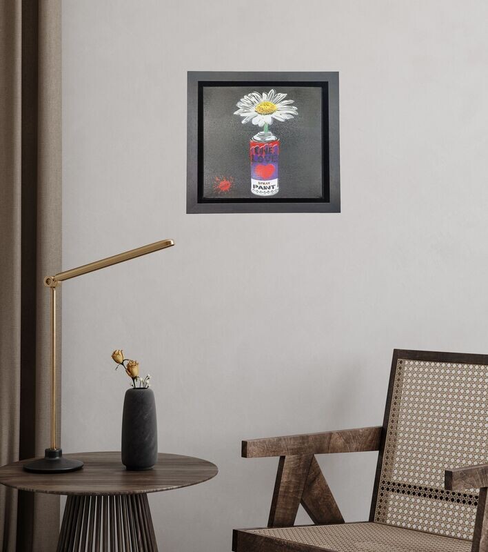 One Love Pop Art Can (Ultraviolet - Purple) with Wild Daisy Canvas with Float Frame