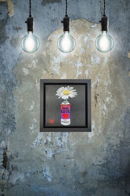 One Love Pop Art Can (Sultan Violet) with Wild Daisy Canvas with Float Frame